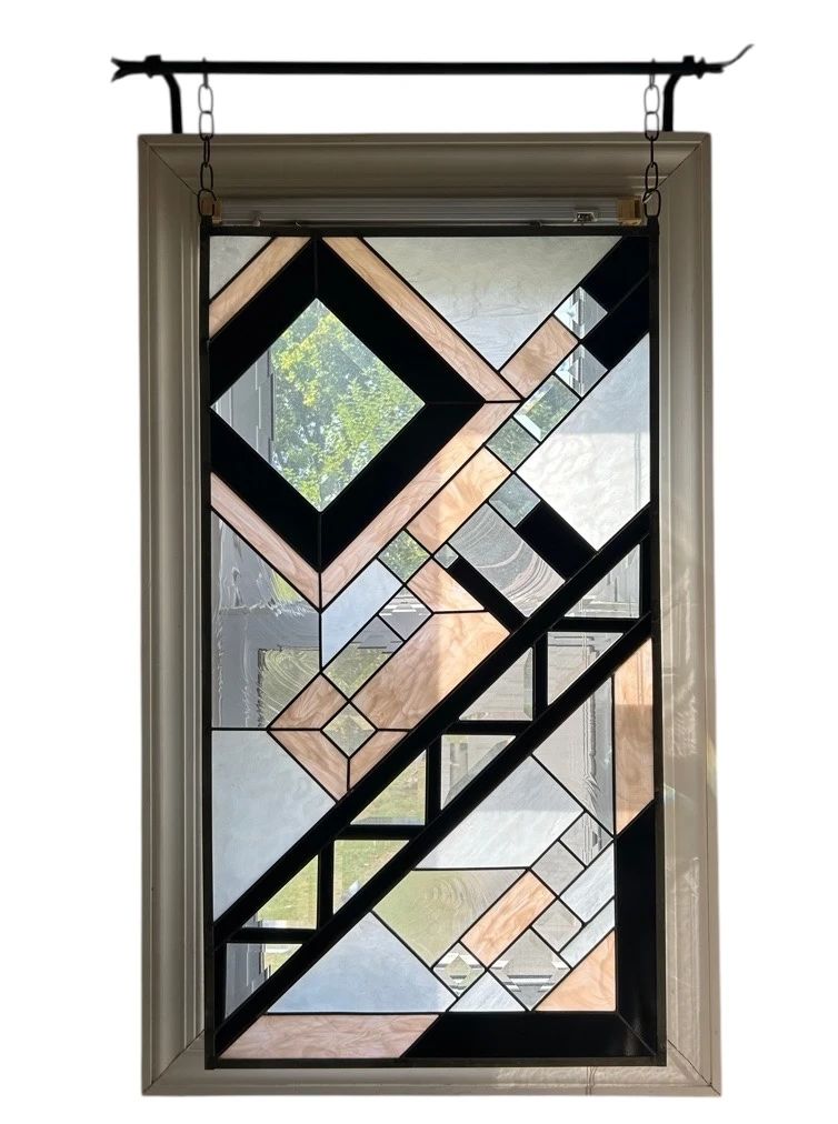 Geometric Stained Glass Window Hanging
