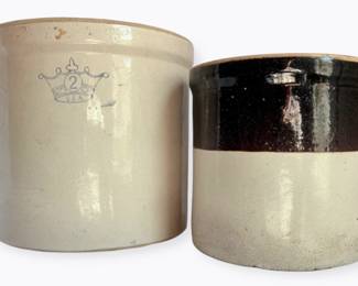 Antique 2Gallon  TwoToned Stoneware Crocks