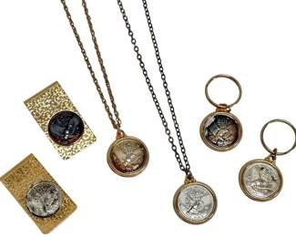 Vintage Silver Issue Coin Money Clips, Necklaces, Keychains  0.999 Fine Silver