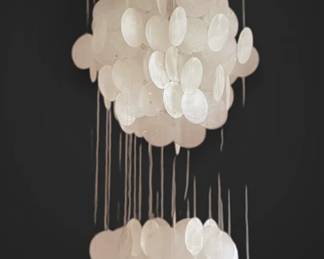 Vintage Capiz Shell Hanging Windchime 