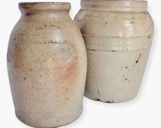 W.B. Lowry Roseville, OH Antique Canning Jar Stoneware Crock