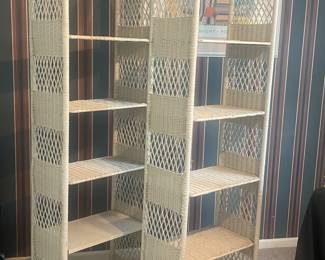 pair vintage wicker bookshelves