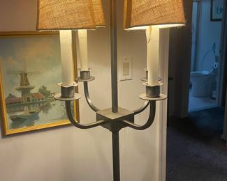 parzinger style iron floor lamp/table