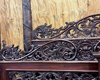 A close up of the king bed