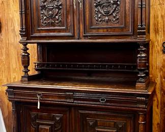 Very fine and early Rennaissance Revival Buffet and hutch.  Just so great!! 