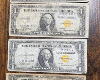 6 Yellow Seal Silver Certificates