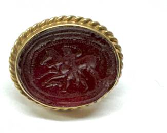 14kt antique button with intaglio cabochon