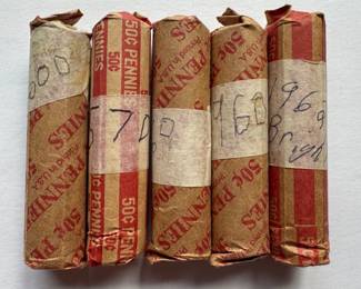 5 rolls 1957 & 60s wheat cents