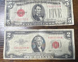 2 red seal US silver certificates