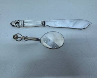 Georg Jensen and Frantz Hingelberg Atomic Server Sterling Handles.