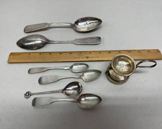 Large Russian Silver Spoons, Coin Silver Tea Spoons Tea Strainer. 260 Grams