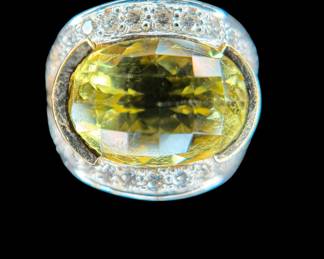 Citrene & Diamonds set in 14kt gold ring