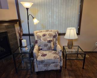 Chair, 2 End Tables, and 2 Lamps