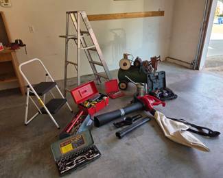 Ladders, Air Compressor, and Toolboxes 
