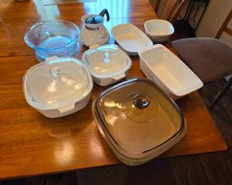 Corning Ware Glass Pots with Lids, and Other Kitchenware