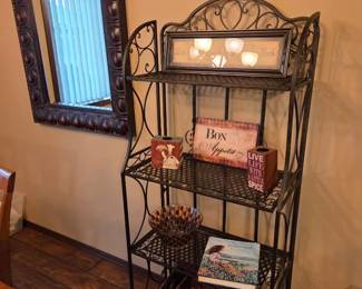 Backers Rack with Decor and Large Mirror
