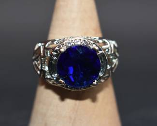 lab created blue sapphire ring
