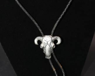 J Ritter cow skull bolo tie