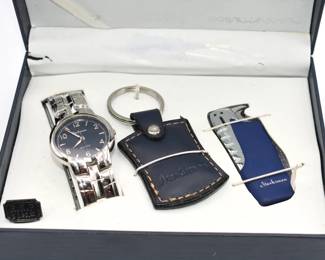 Marksman gift set: quartz watch, keychain, and lighter