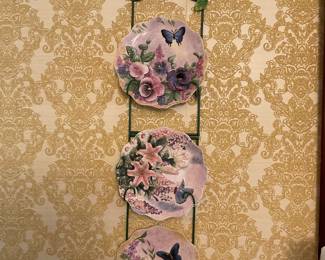Butterfly Wall Plate trio with floral decor