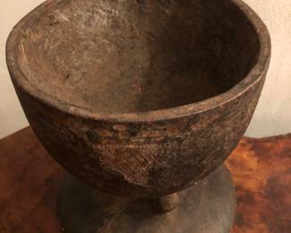 Antique African hand carved wood vessel