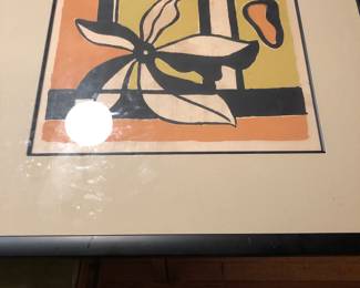 Vintage Fernard Leger “ Fleur sur Fond” limited edition serigraph print. Numbered in pencil 82/200.