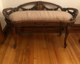 Hand carved wood bench