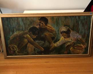 Oil on canvas by Filipino artist Rolando Lampitoc circa 1960