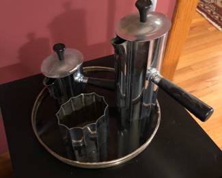 Vintage 1930’s chrome “ Diplomat” coffee service set by Walter von Nessen