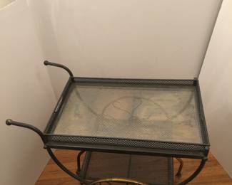 1950’s Swedish Modern metal and glass bar cart by Josef Frank