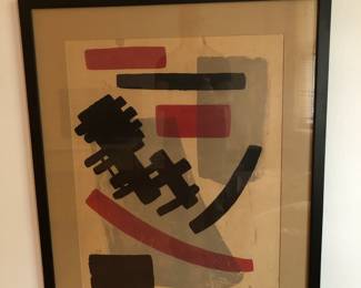 1950’s Italian abstract signed lithograph by Berto Ladera