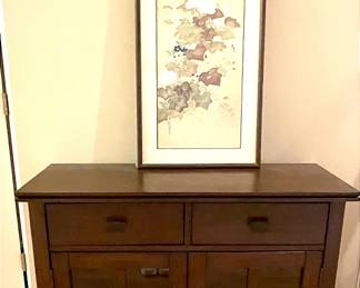 Entryway Storage Cabinet With Framed Art Work