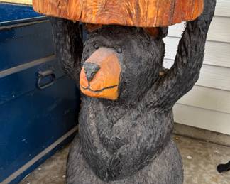 UNIQUE CARVED BEAR TABLE