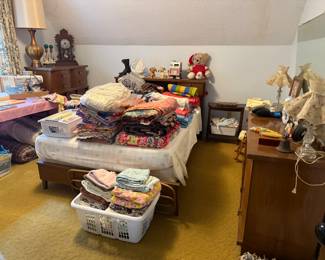 LOTS OF TIED QUILTS AND VINTAGE BEDDING