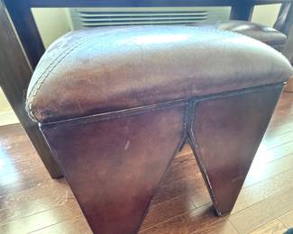 MCM leather upholstered ottoman stool