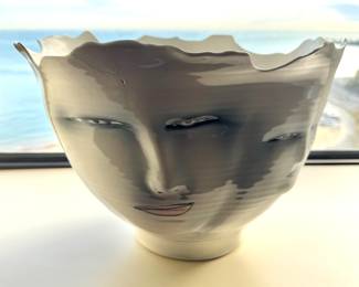 Bing Studio Pottery Face Vessel (2000) — Handcrafted Ceramic Sculpture, Signed Art Pottery (As Is) $250