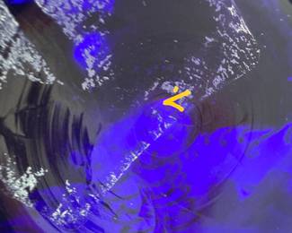 Base Detail and Maker’s Mark on Cobalt Blue and Gold Bohemian Glass Decanter