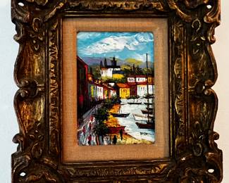 Stiffel collection oil on board miniature, signed