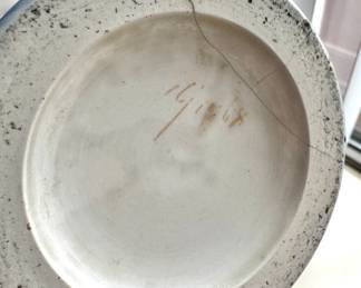 Base and Maker’s Mark on Hand-Painted Blue Porcelain Vase