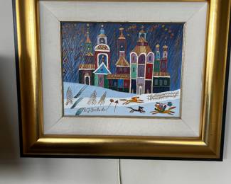Yuri Gorbachev, Original Art , Oil on canvas ‘Winter with Orange Horse’ signed