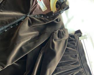 Authentic Vintage Yves Saint Laurent Paris Brown Velvet Two-Piece Skirt Suit / Set – 1970s