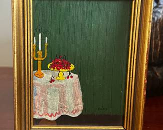 Oil on board miniature painting $300