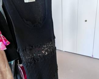 authentic vintage Valentino black knit and lace panel dress 1980s- 1990s