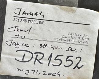 Jamali, Sumi Ink on Cork, 2001, ‘Hektor’ signed , certificate $3000