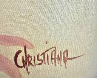Christiana Artist Signature on Cockatoo Painting – Close-Up Detail