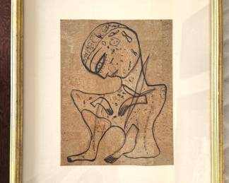 Jamali, Sumi Ink on Cork, 2001, ‘Hektor’ signed , certificate $3000