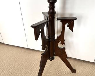 Victorian Carved Wood Pedestal Table or Plant Stand with Tripod Base $75