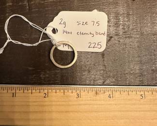 M14 - $225. Size 7.5 14kt Eternity Band. Has small diamonds the entire way around. 