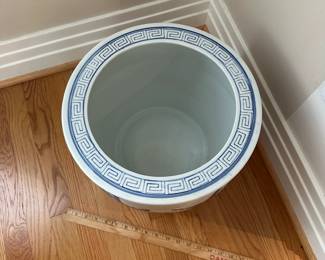 L9 - $35. Large Asian Blue and White Porcelain Planter. Measures 14" x 11.25" tall. 