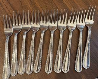 L49 - $275. Hampton Silversmiths Nobility Stainless Flatware. Service for 10 + extras. 73 Pieces total. 